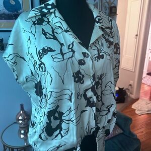 Rachel Zoe Black and White Floral Button Down Shirt